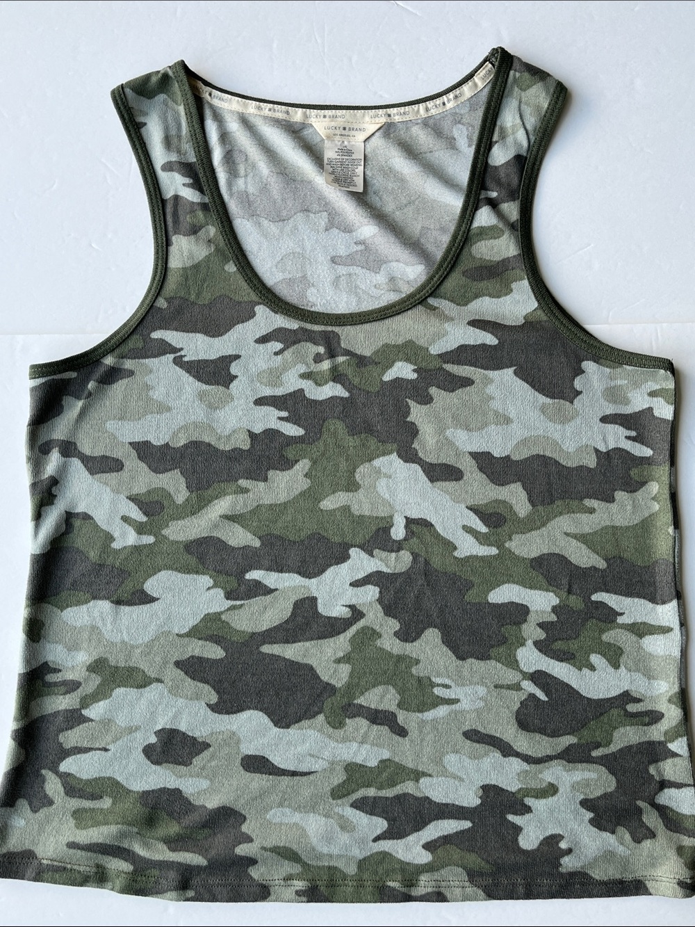 Lucky Brand Camo Tank Top Size L Olive Green Camouflage - Picture 2 of 8